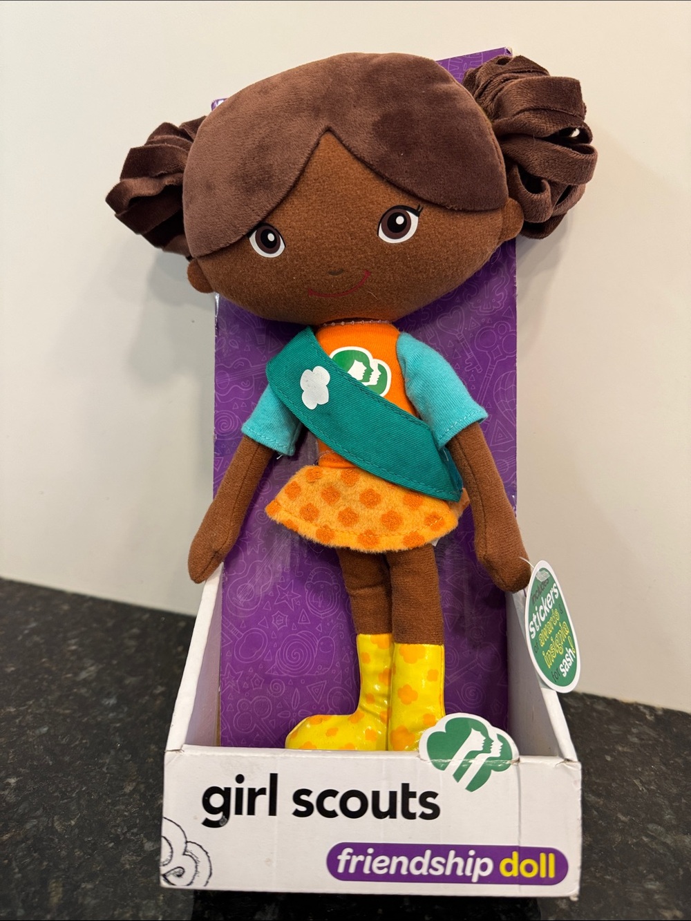 Girl Scouts Friendship Doll — Brown Skin with Teal Sash and Orange Outfit